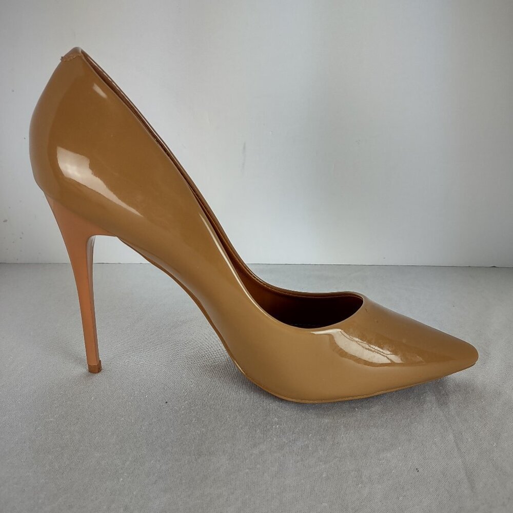 Azalea Wang Dark Nude Patent Leather Pointed Toe Stiletto Heels Size 10 4.75” - Picture 7 of 10